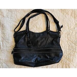 Jessica‎ Simpson Purse Leather Studded Tote Handbag Women Career Travel Black